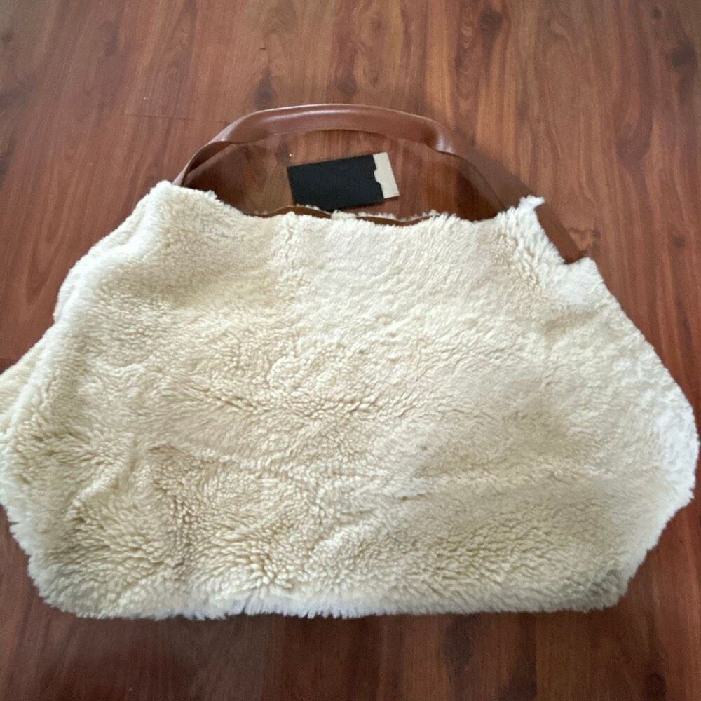 Shinola Detroit The Runwell shoulder tote shearling and natural leather oat tan